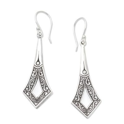 Ancestor Contemplation,'Sterling Silver Dangle Earrings Handcrafted in Bali'