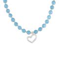 Beads of Love,'Blue Quartz and Karen Silver Heart Necklace from Thailand'