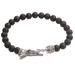 Dragon Glory,'Lava Stone and 925 Silver Beaded Dragon Bracelet from Bali'