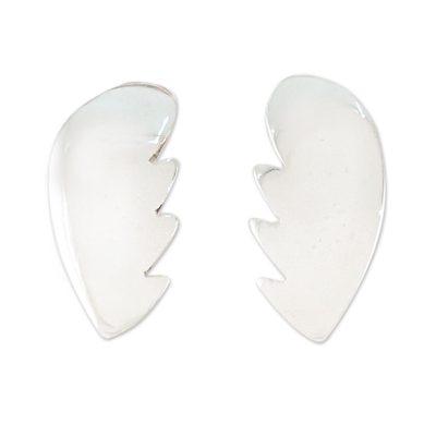 Broken Heart,'Handcrafted Sterling Silver Button Earrings from Thailand'