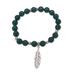 Elegant Feather,'Agate Feather Beaded Stretch Bracelet from Bali'