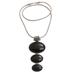 Night Ovals,'Onyx and Sterling Silver Oval Pendant Necklace from Bali'