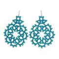 'Turquoise Hand-Tatted Dangle Earrings with Glass Beads'