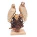 Patient Eagles,'Hand Carved Suar Wood Eagle Sculpture'