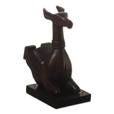 'Hand-carved Vicuña Wood Phone Holder From Peru'