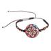 Vibrant Kaleidoscope,'Multicolored Glass Beaded Macrame Pendant Bracelet'