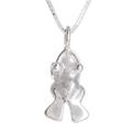 Pre-Hispanic Frog,'Handcrafted Sterling Silver Frog Pendant Necklace'