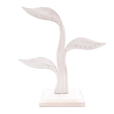 'White Jempinis Wood Leaf-Themed Jewelry Holder (10 Inch)'