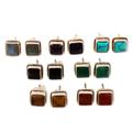 Dazzling Squares,'Hand Crafted Square Stud Earrings (Set of 7)'