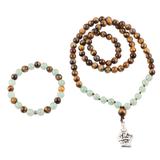 Still Earth,'Tiger's Eye Beaded Bracelet and Necklace Jewelry Set'