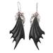 Wings of Devil,'Horn Garnet & Sterling Silver Wing Dangle Earrings from Bali'