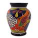 'Hand-Painted Talavera-Style Ceramic Vase Crafted in Mexico'