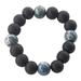 Blue-Black Beauty,'Recycled Glass Beaded Stretch Bracelet from Ghana'