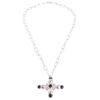 Coal and Ice,'Black and Ice Jade Pendant on a Sterling Silver Chain'
