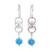 Ring Mood,'Blue Quartz Dangle Earrings with Sterling Silver Rings'