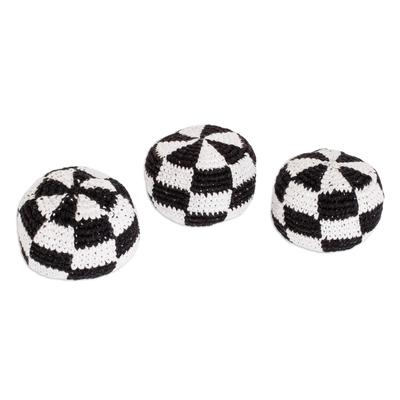 Checkers,'Black and White Check Hacky Sacks (Set of 3)'