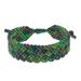 Spring Fling in Green,'Onyx Bead and Macrame Wristband Bracelet'