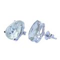 Crystalline Tears,'Brazilian Petite Teardrop Prasiolite & Silver Stud Earrings'