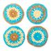 Turquoise Pinwheel,'Set of 4 Handmade Turquoise and Brown Crocheted Coasters'