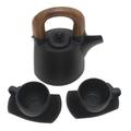 Midnight Cup,'Matte Black Ceramic Tea Set for Two (5 Pcs)'