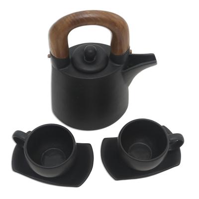 Midnight Cup,'Matte Black Ceramic Tea Set for Two ...
