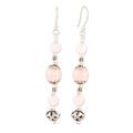 Rosy Muse,'Sterling Silver Dangle Earrings with Rose Quartz Beads'