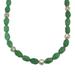 Green Awakening,'Green Quartz Beaded Necklace with Floral Cloisonné Accents'