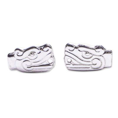 Quetzalcoatl Duo,'Quetzalcoatl Sterling Silver Cufflinks from Mexico'