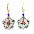 Hummingbird Flower,'Flower-Shaped Marble Hummingbird Earrings'