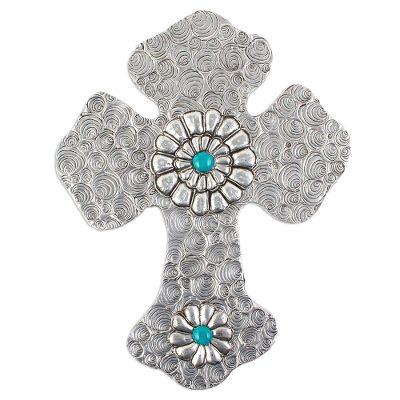 Radiant Faith,'Colonial Mexico Style Aluminum Cross Wall Decoration'