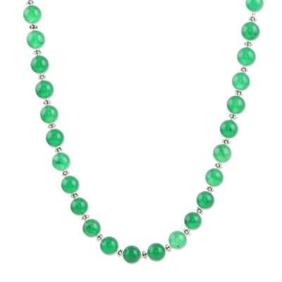 Supernatural,'Hand Crafted Green Onyx Beaded Necklace from India'