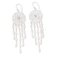 Pearl Curtain,'Handmade Cultured Pearl Dangle Earrings from Bali'