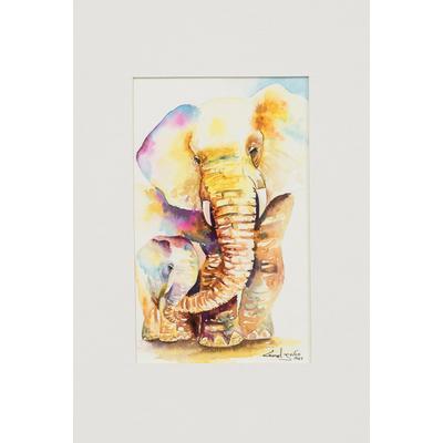 Tenderness,'Original Elephant Watercolor Painting'