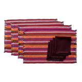 Intense Tradition,'Handwoven Cotton Placemats with Napkins (Set of 4)'