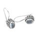 'Sterling Silver Drop Earrings with Two-Carat Blue Topaz Gems'