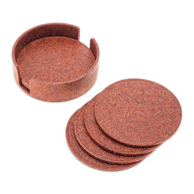 'Set of 6 Recycled Bio-Composite Coasters in Rust ...