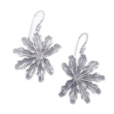 Sugar Palm,'Balinese Sterling Silver Dangle Earrings with Palm Leaves'