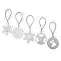 Merry Eve,'Set of 5 Handmade Silver-Toned Holiday Ornaments'