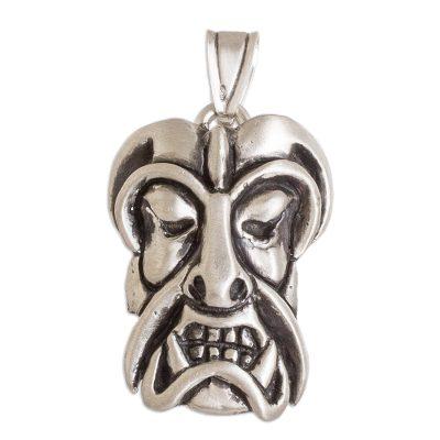 Boruca Heritage,'Traditional Boruca Silver Pendant from Costa Rica'