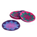 Vibrant Illusion,'Set of 6 Handcrafted Floral Cotton Coasters from Guatemala'