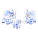 Giant Family in Blue,'Set of 3 Handblown Elephant Family Glass Figurines in Blue'