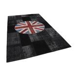 Black 79" x 121" L Area Rug - Rug N Carpet Flag Patchwork Rectangle 6'7" X 10'1" Area Rug 121.0 x 79.0 x 0.4 in Wool | 79" W X 121" L | Wayfair