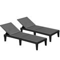 Arlmont & Co. Outdoor Patio Waterproof Chaise Lounge Chairsset Of 2 Plastic in Black | 11 H x 22.8 W x 74 D in | Wayfair