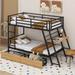 Mason & Marbles Budde Twin Size Metal Bunk Bed w/ Built-in Desk, Light & 2 Drawers Wood in Black/Brown | 64.3 H x 41.3 W x 77.3 D in | Wayfair