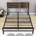 17 Stories Metal Platform Bed w/ Wood Headboard Wood & Metal/Metal in Brown | 38 H x 60 W x 83 D in | Wayfair FF8D820C21E04D408AF46BBC9DB113B4