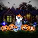 The Holiday Aisle® Blow up Pumpkins & Tombstone Ghost Cat Bat Spider Halloween Inflatable Polyester | 48 H x 96 W in | Wayfair