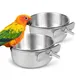 Mangeoire à oiseaux en acier inoxydable avec support à pince plat pour petits animaux bols à
