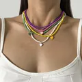 Perles colorées ras du cou femmes colliers amour coeur pendentif collier mode Femme bijoux Boho
