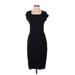 Max Mara Casual Dress - Sheath Square Short sleeves: Black Solid Dresses - Women's Size Small