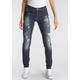 Low-rise-Jeans ALIFE & KICKIN "Laser SLIM-FIT NolaAK" Gr. 27, Länge 30, blau (dark blue used) Damen Jeans